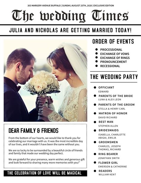 wedding newspaper template